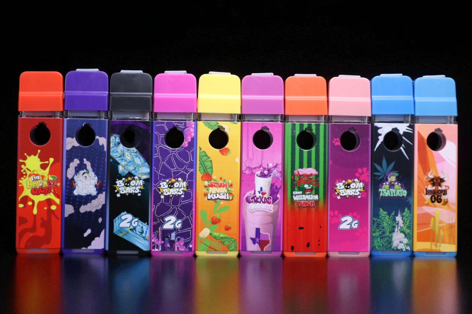 Boom Bars vibrant packaging for vapes