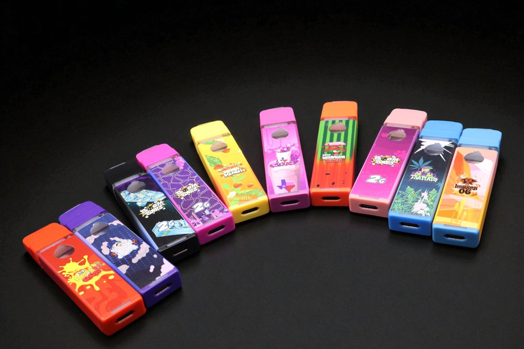 Boom Bars disposable vape collection display