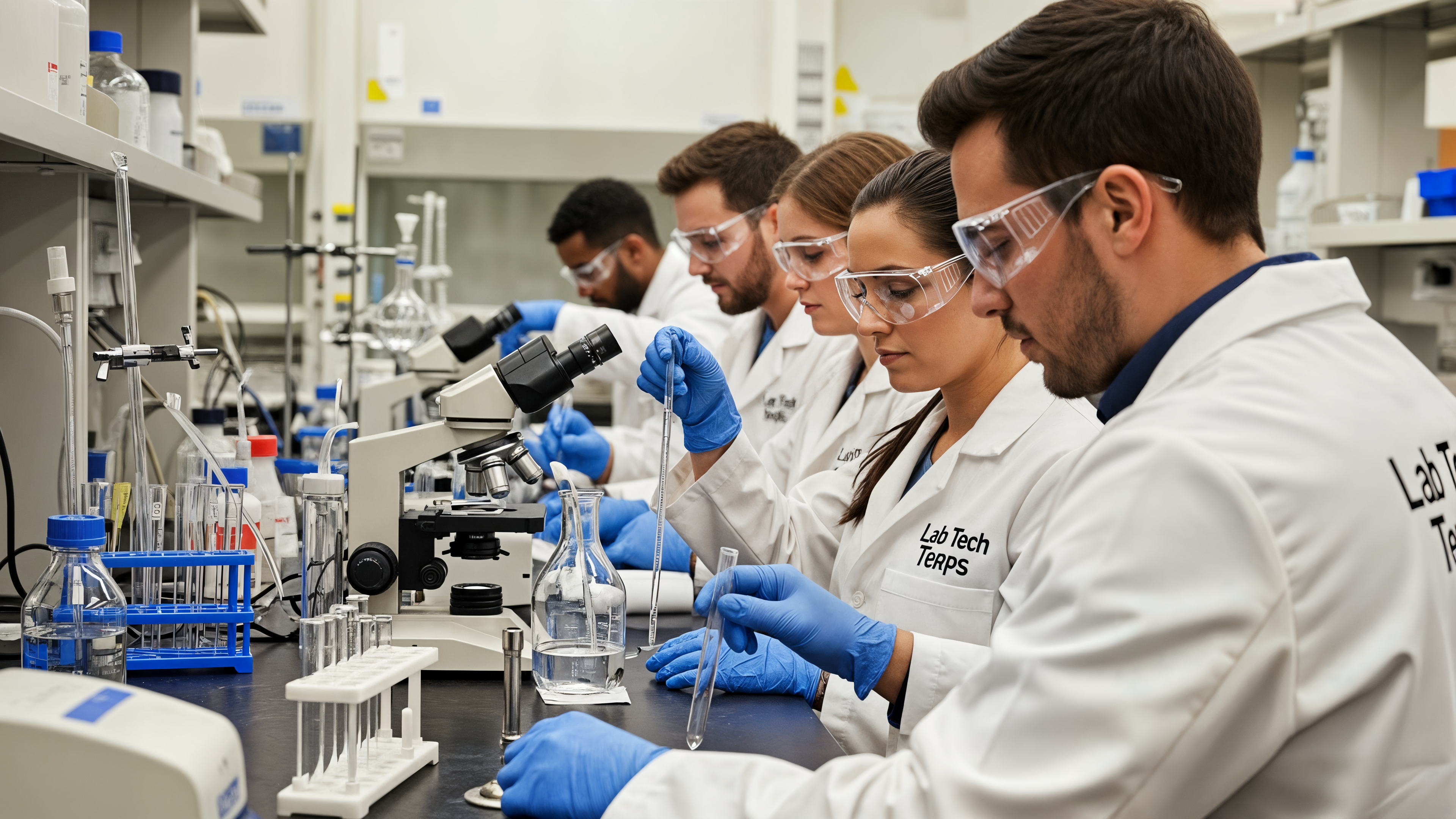 Laboratory team analyzing vape terpene solutions